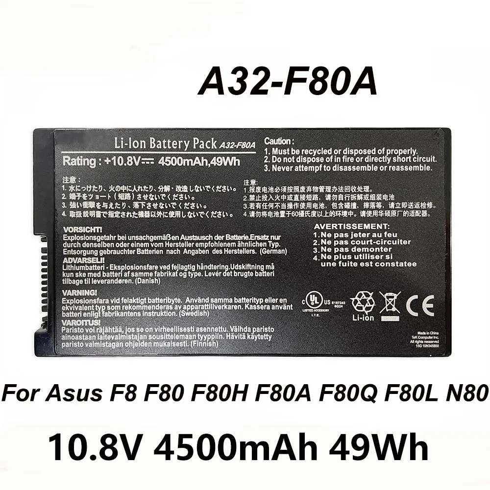 A32-F80A 10 8 V 4500mAh 49Wh Аккумулятор для ноутбука ASUS F8 F80 F81 F83 F80H F80A F80Q F80L N80 X61 X61GX F50 X82 X85C X85L