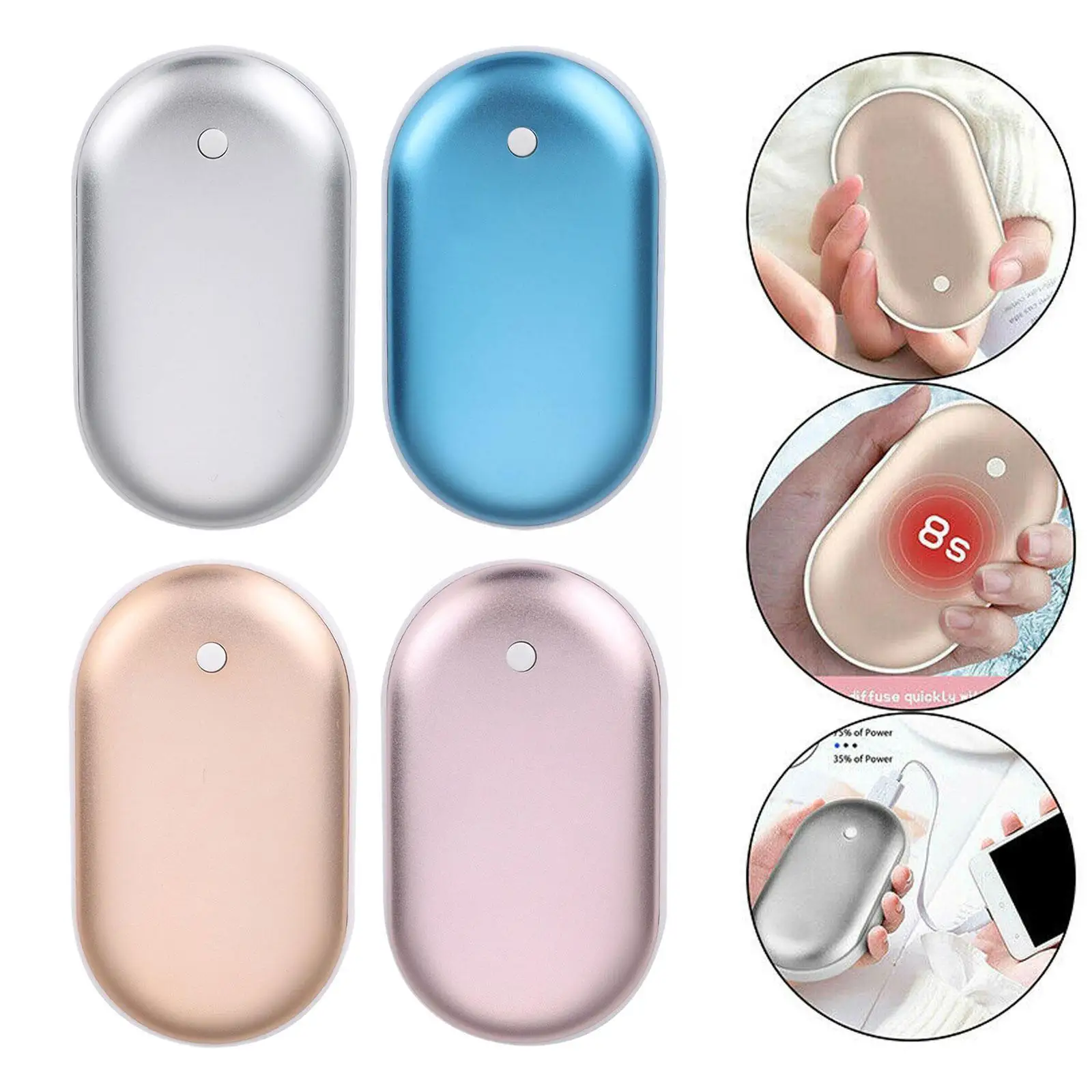 

Winter Portable Hand Warmer Heating Pad Mobile Power Rechargeable Handheld Warmer Heating Heater Usb Double-sided M2r3
