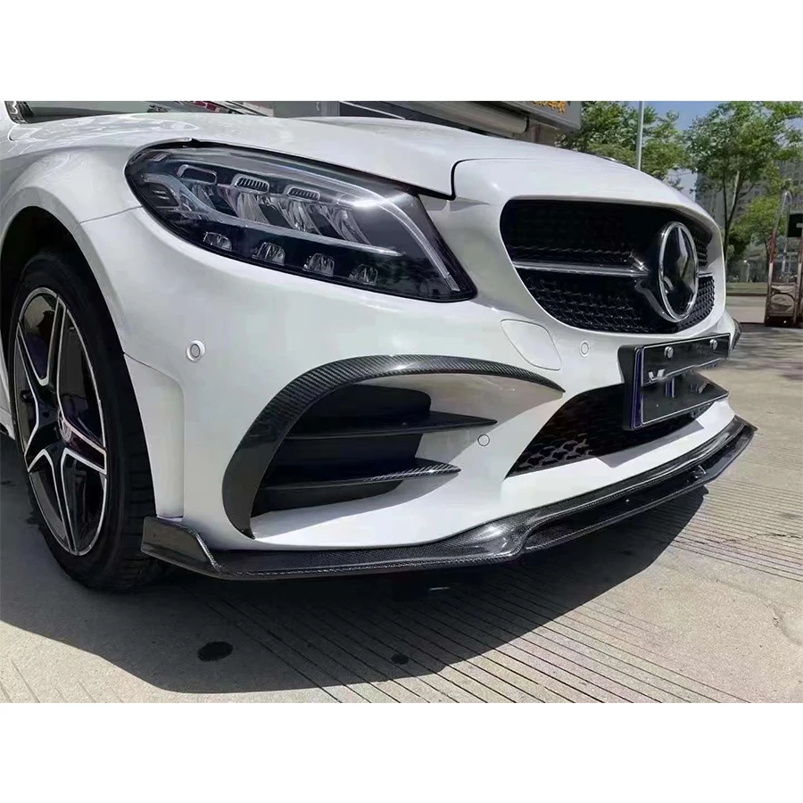 Передняя губа из углеродного волокна для Mercedes Benz C Class W205 C200 C260 передний бампер
