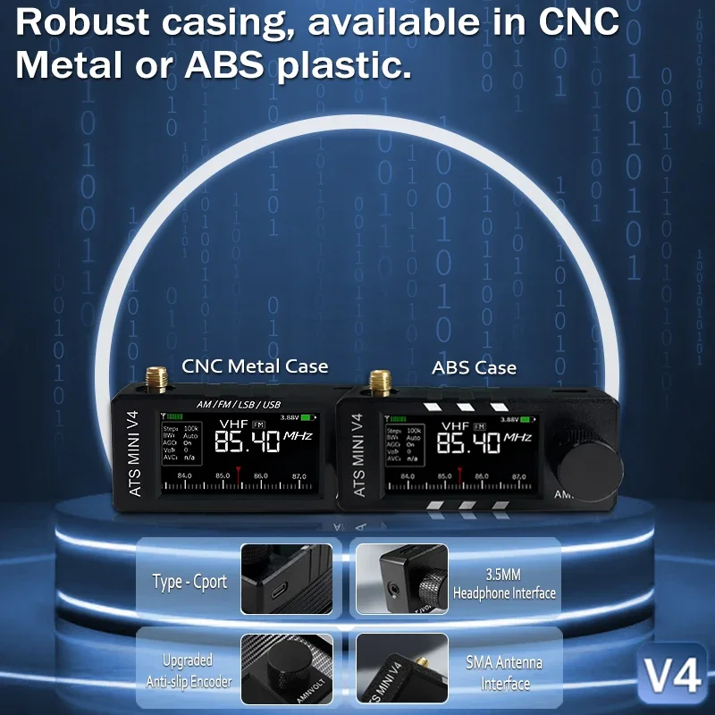 Фото 【Metal CNC】Радиоприемник V4 ATS MINI SI4732 с DSP для всех диапазонов частот FM AM SSB LSB USB, встроенный усилитель для наушников Hi-Z №4