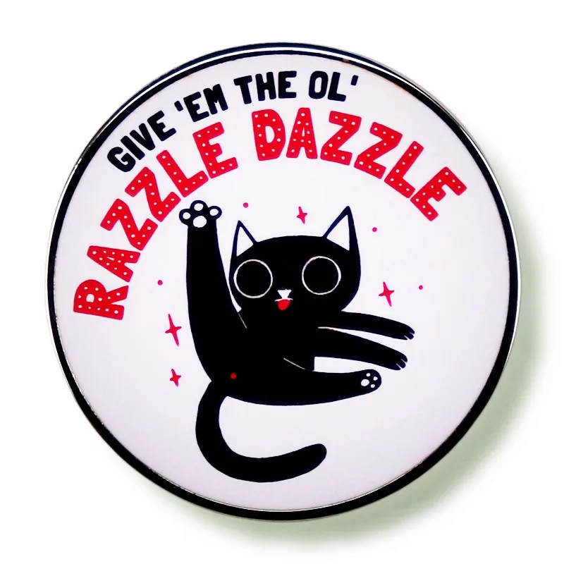 

The Ol' Razzle Dazzle Black Cat Enamel Pin Brooch Metal Badges Lapel Pins Brooches for Backpacks Luxury Jewelry Accessories