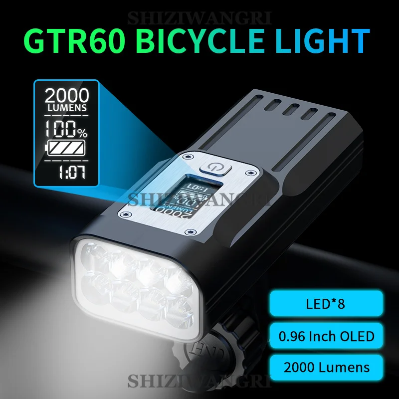

8*T6 LED Bicycle Light Set 10W 2000LM USB Rechargeable Power Display Bike Headlight Taillight Luz Bicicleta Bike Accessories