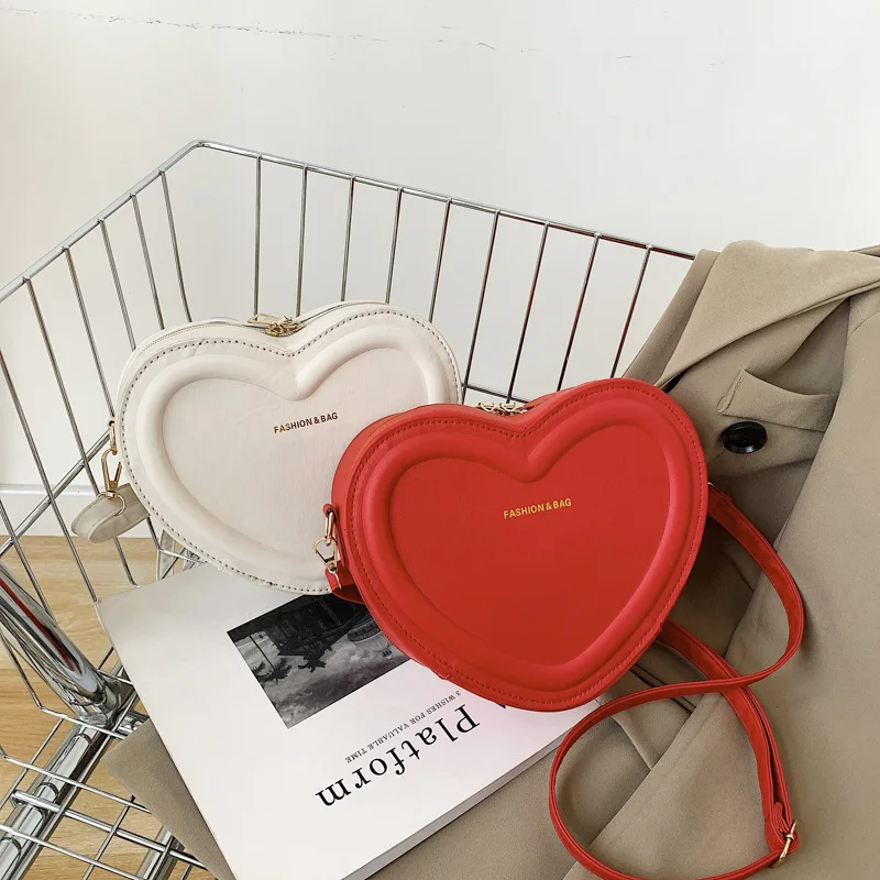 Лидер продаж сумки через плечо в форме сердца для женщин однотонные из