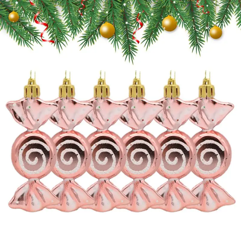 

Christmas Candy Ornaments 6 Pieces Candy Cane Christmas Tree Hanging Ornaments Colorful Christmas Decoration Candy Props Hanging