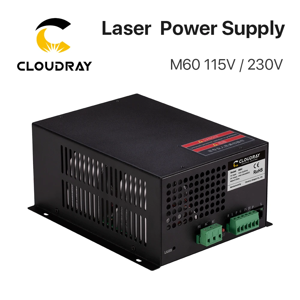 Cloudray-fuente de alimentación láser CO2, 60W, para máquina cortadora de grabado láser CO2, categoría M60