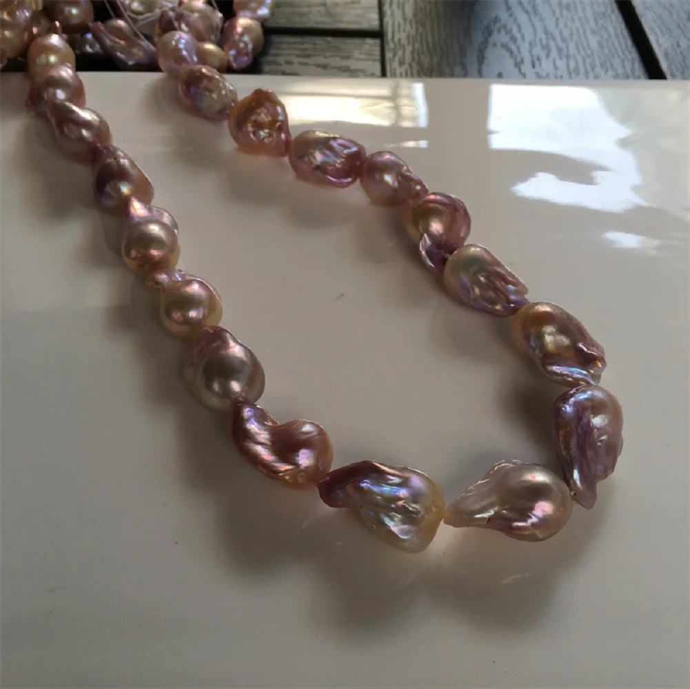 Ожерелье из натурального жемчуга оранжевого фиолетового цвета с воздушным шаром