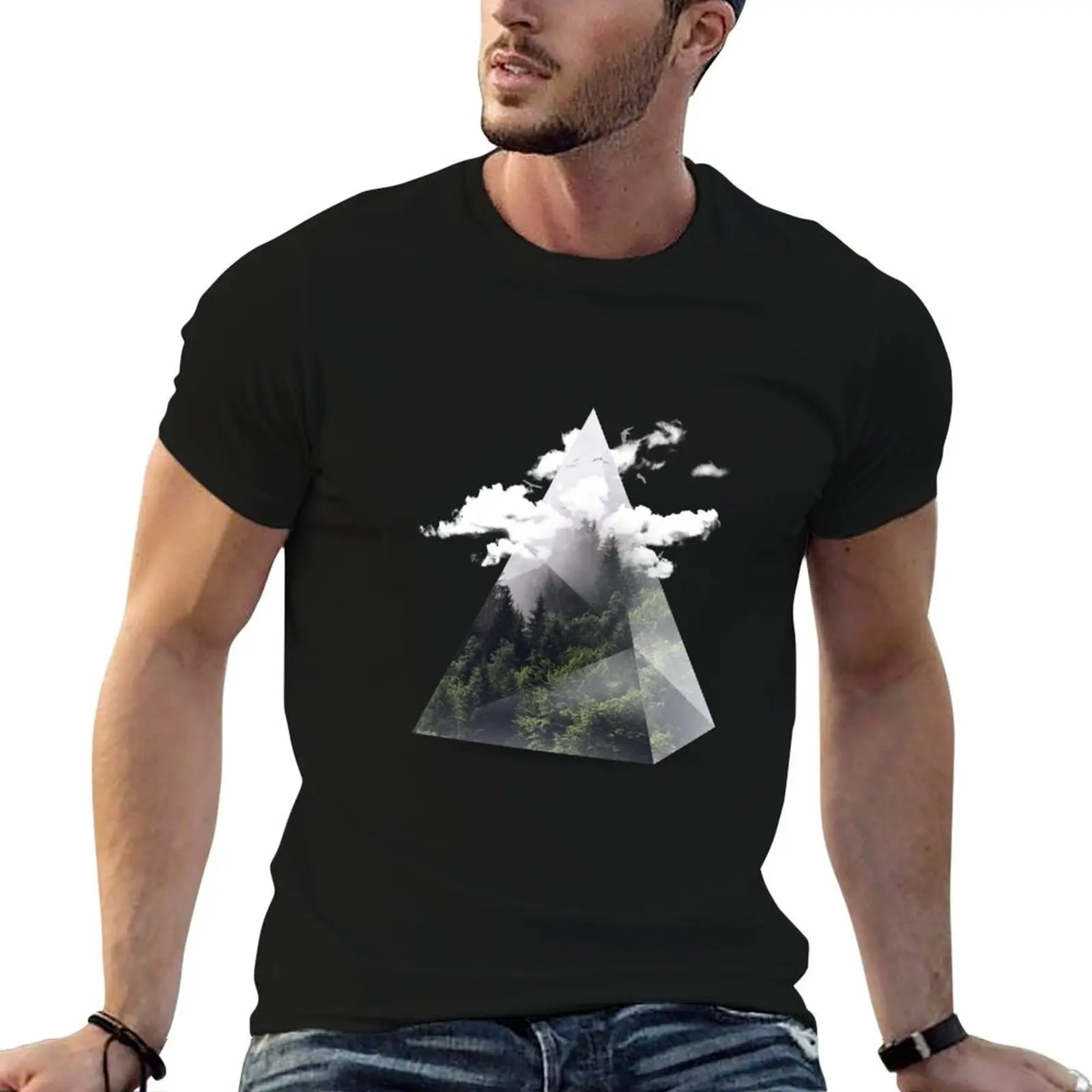 Футболка с лесным треугольником эстетичная одежда футболки аниме мужские для