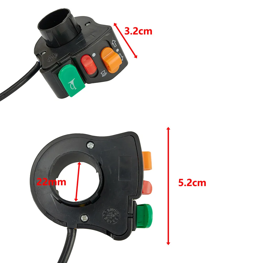 

High Quality Practical Motorcycle Switch Handlebar Headlight Horn Scooter Turn Signal Universal Switch 22mm 3in1