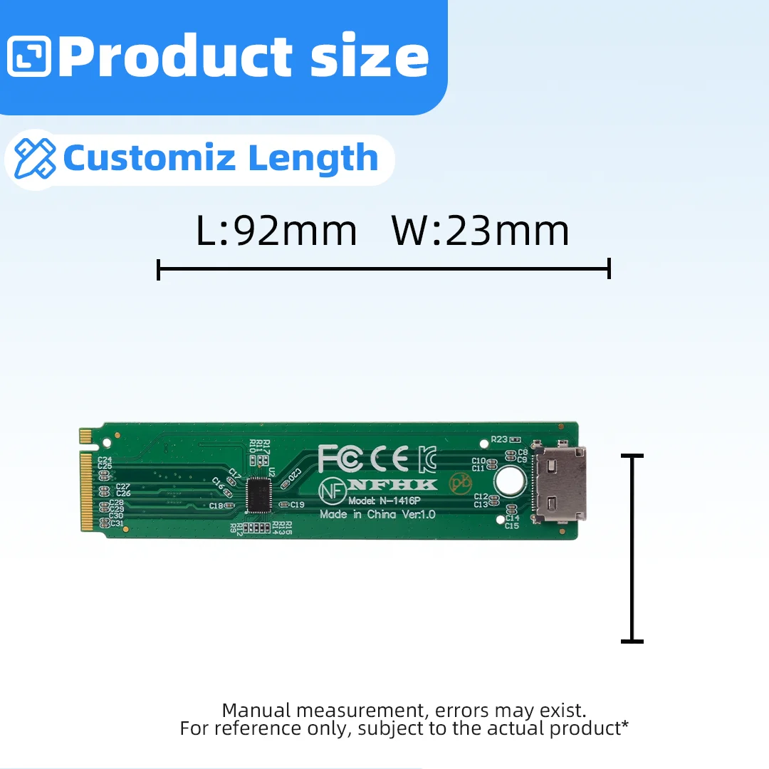 Фото Адаптер NVMe M.2 к Oculink SFF-8612 с усилением сигнала ревердера для SSD PCIe NVMe M.2 NGFF №5