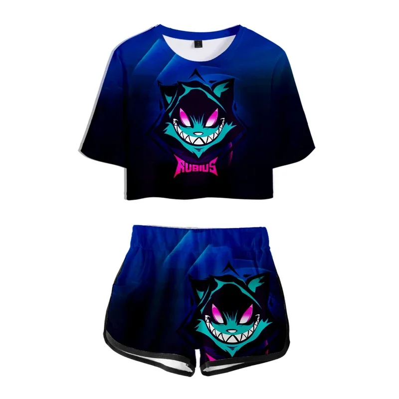 Rubius Merch комплект из двух предметов с 3D принтом для женщин укороченный топ
