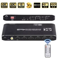 kebidu 4x2 matrix switch splitter with spdif and lr 3 5mm hdr hdmi compatible switch 4x2 support hdcp 2 2 arc 3d 4k60hz