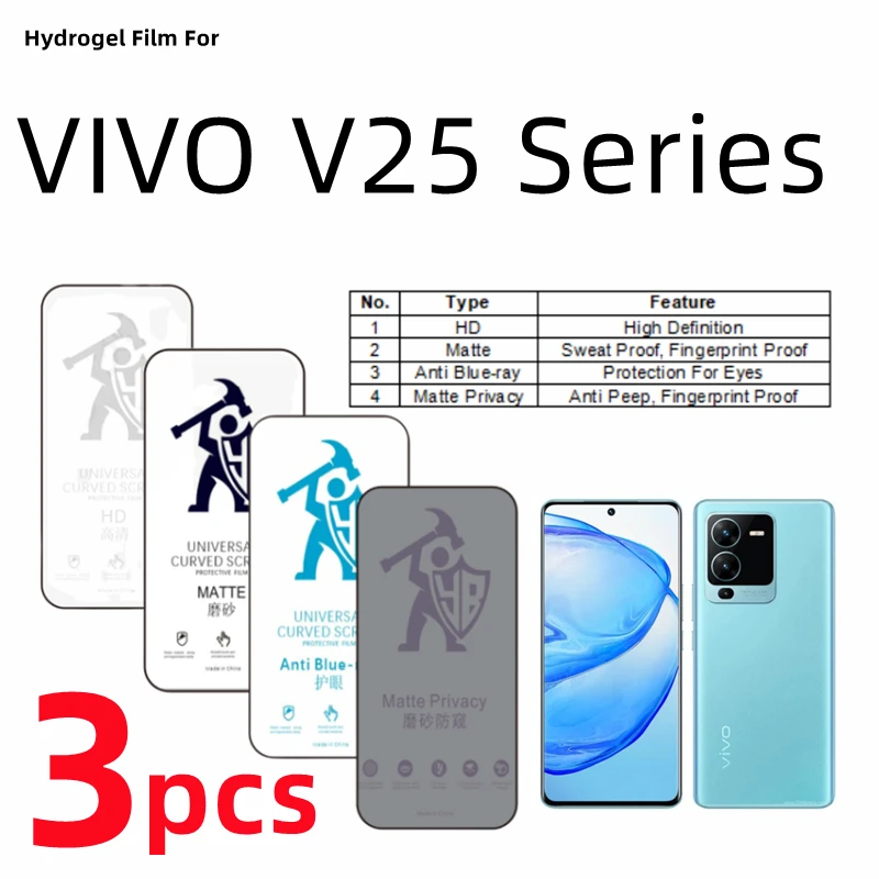 

Гидрогелевая пленка для VIVO V25 Pro 3 шт., матовая защитная пленка для экрана VIVO V25, V25E, для ухода за глазами, матовая защитная пленка против шпионов