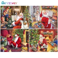 gatyztory diy pictures by number kits home decor painting by numbers santa claus drawing on canvas handpainted art gift