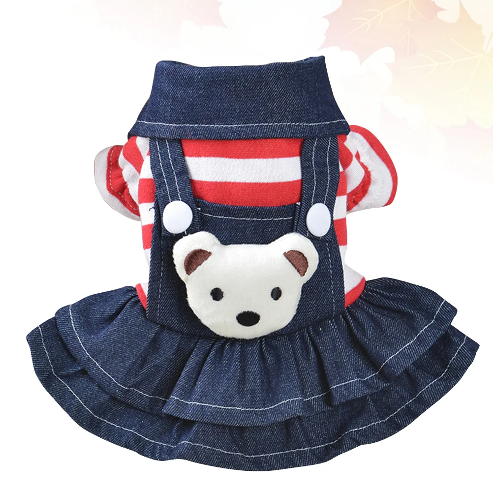 

Adorable Red Stripes Dog Apparel Small Pet Dog Cat Puppy Bear Decor Dress Dress (Size 8-XS, Red)