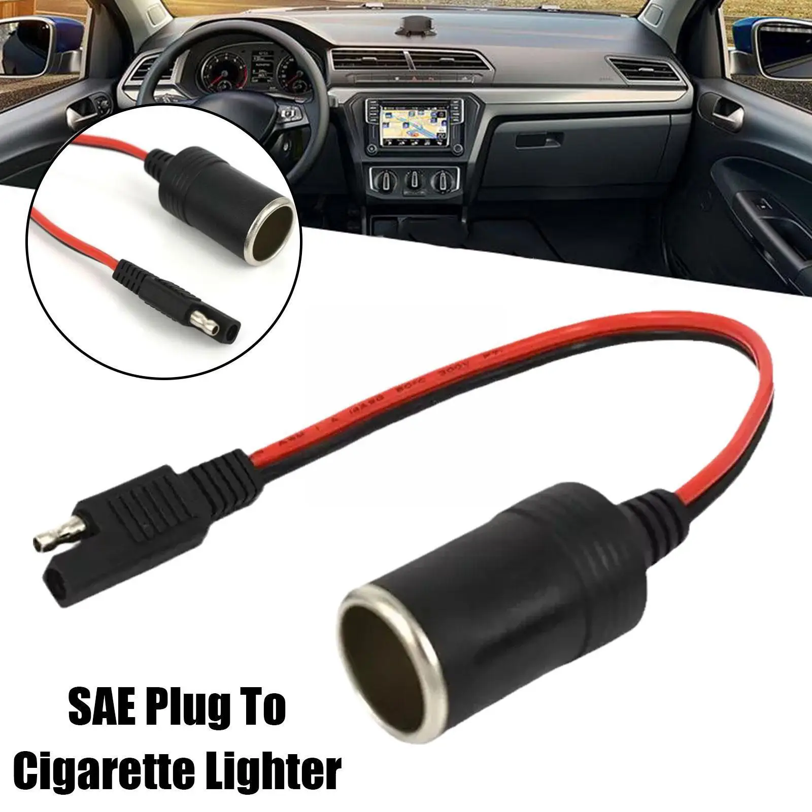 

14awg 30cm Female Cigarette Lighter Socket To Sae With Release Pin Quick Plug 2 Connector Disconnect Cable Extension O4v5