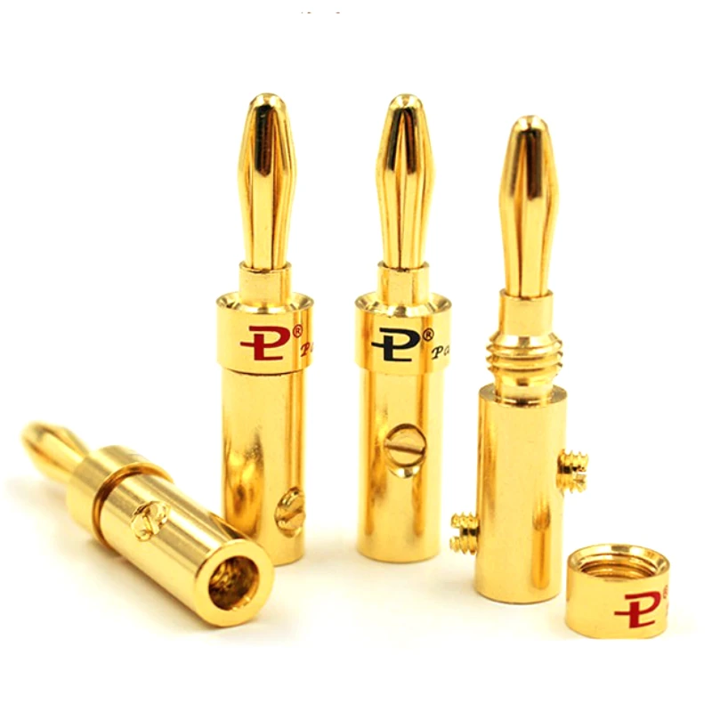 

New Cost-effective 8Pcs Pailiccs Copper Gold Plated Free Welding Banana Plug Connector HIFI Audio Speaker Cable special plug