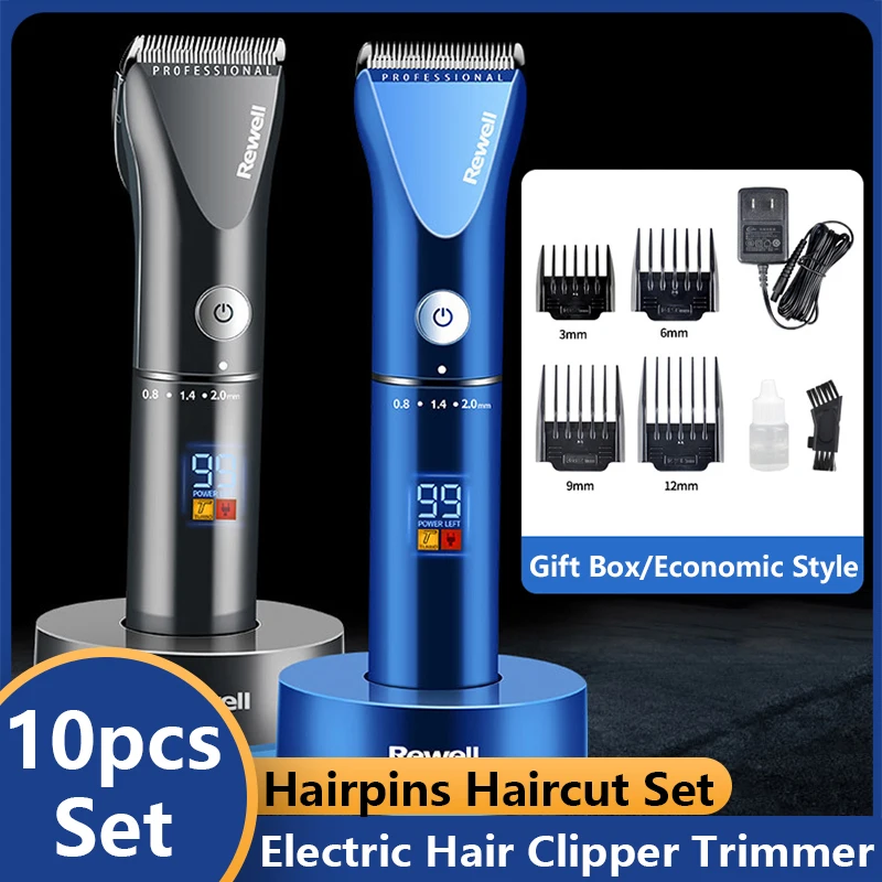 

High Quality Professional Electric Hair Clipper Trimmer LED Display Washable Ceramic Cutter Head Wireless Clippers for Men
