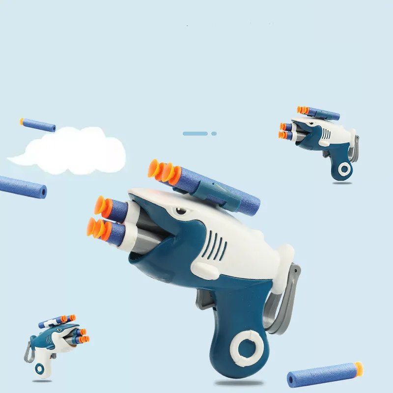 

EVA Foam Soft Bullets Toys Cute Shark Shooter Ejection Toy For Boys Girls Outdoor Shooting Game Birthday Gift