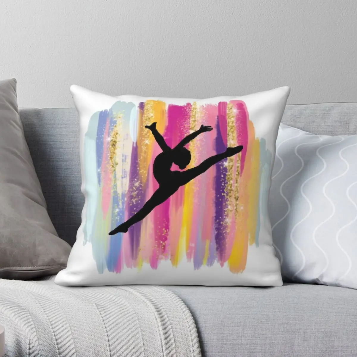 

Красочная квадратная подушка для танцев, искусственная Полиэстеровая льняная бархатная Декоративная Подушка на молнии, чехол для подушки