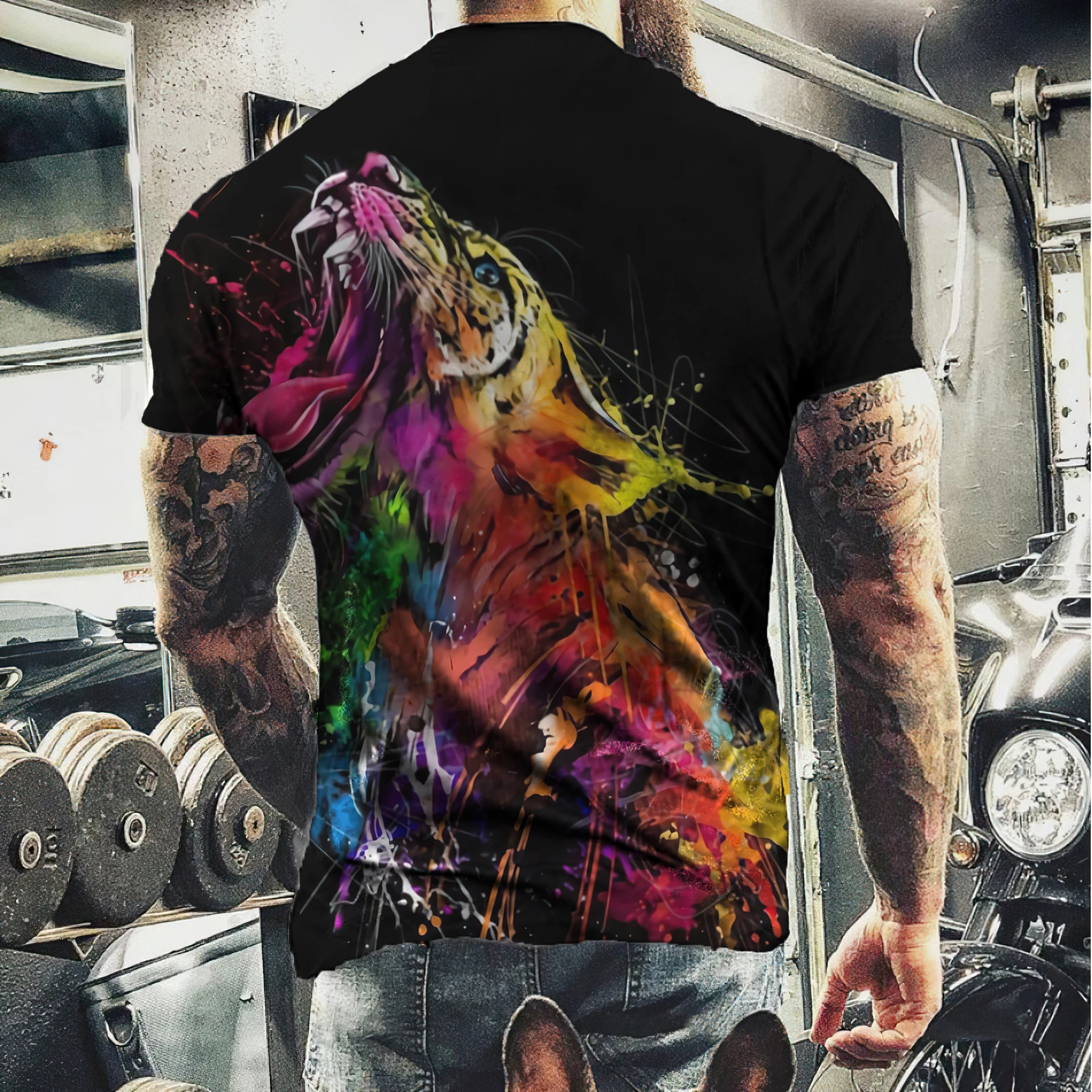 

Vintage T-shirt For Men 2023 New Animal 3D Print Short Sleeve Tops Outdoor Street Tiger T Shirt Oversized Tee Shirt Men Clothing