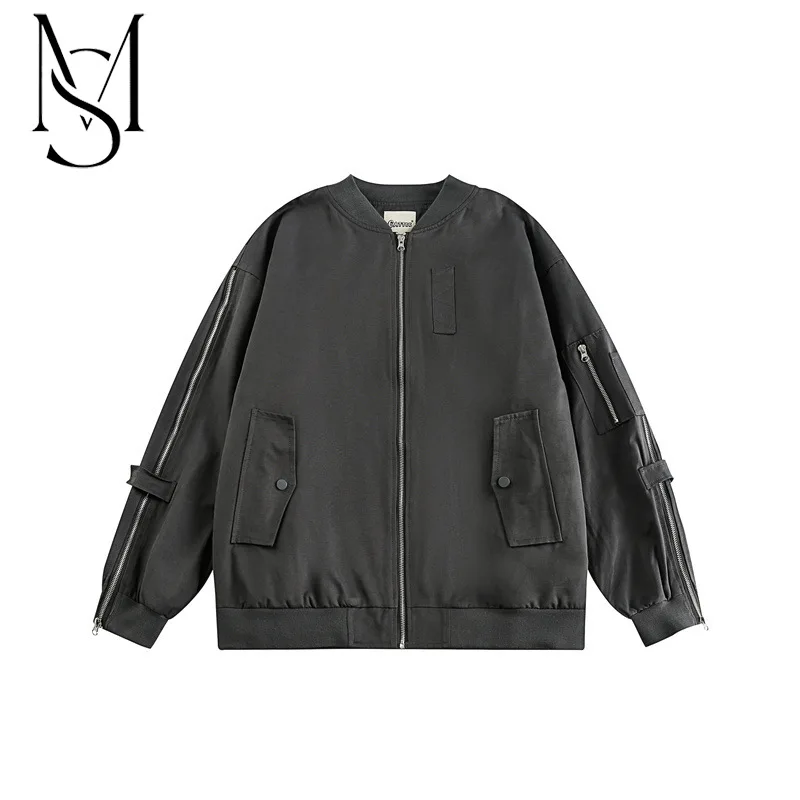 

Spring New American Fashion Brand Japanese Vintage Zipper Cardigan Baseball Neck Jacket Men's and Women's Versatile Coat Fashion