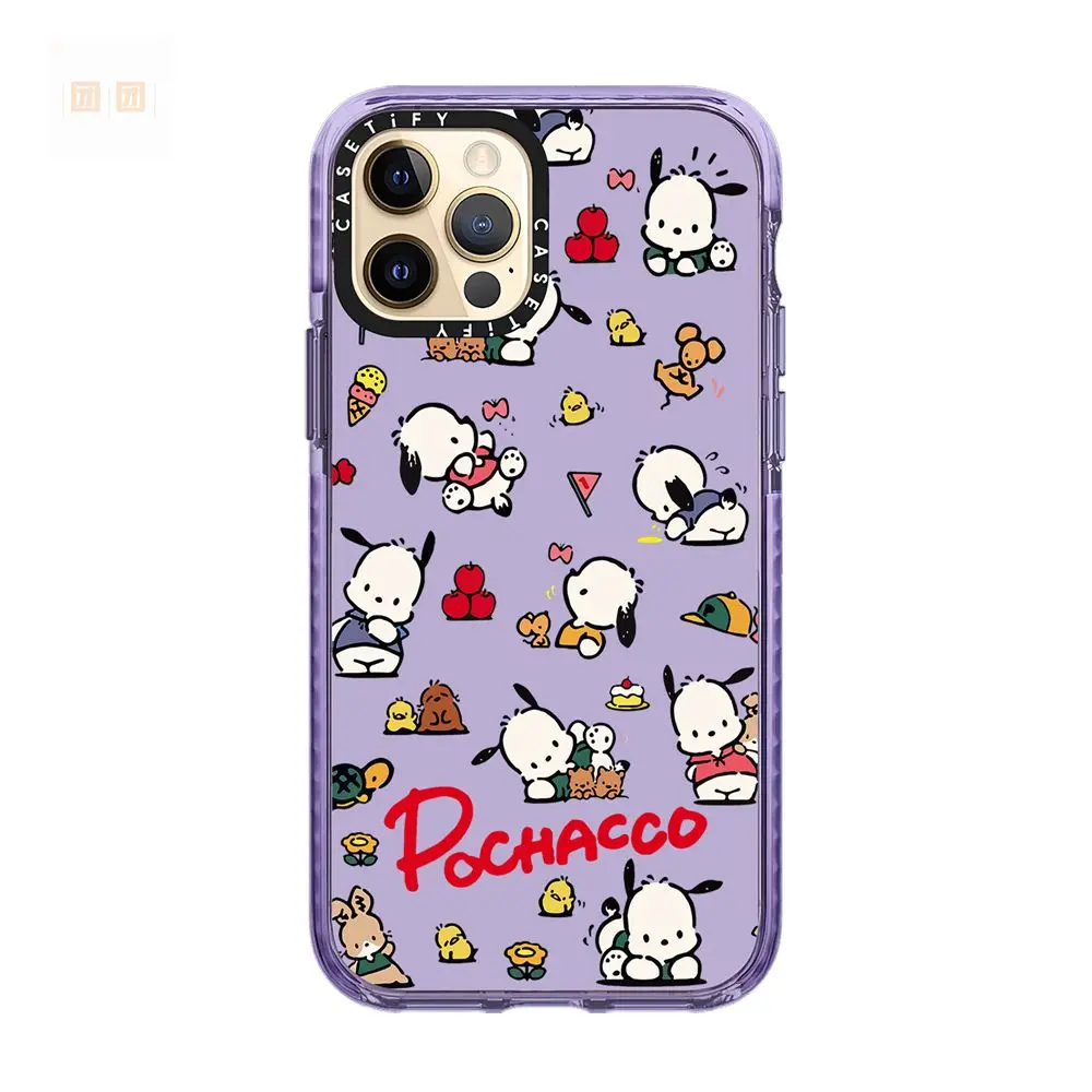 Sanrio Pochacco All Inclusive Phone Case For iPhone 15 14 13 12 11 Pro Max X XR XS 7 8 Plus Shockproof Transparent Soft Cover
