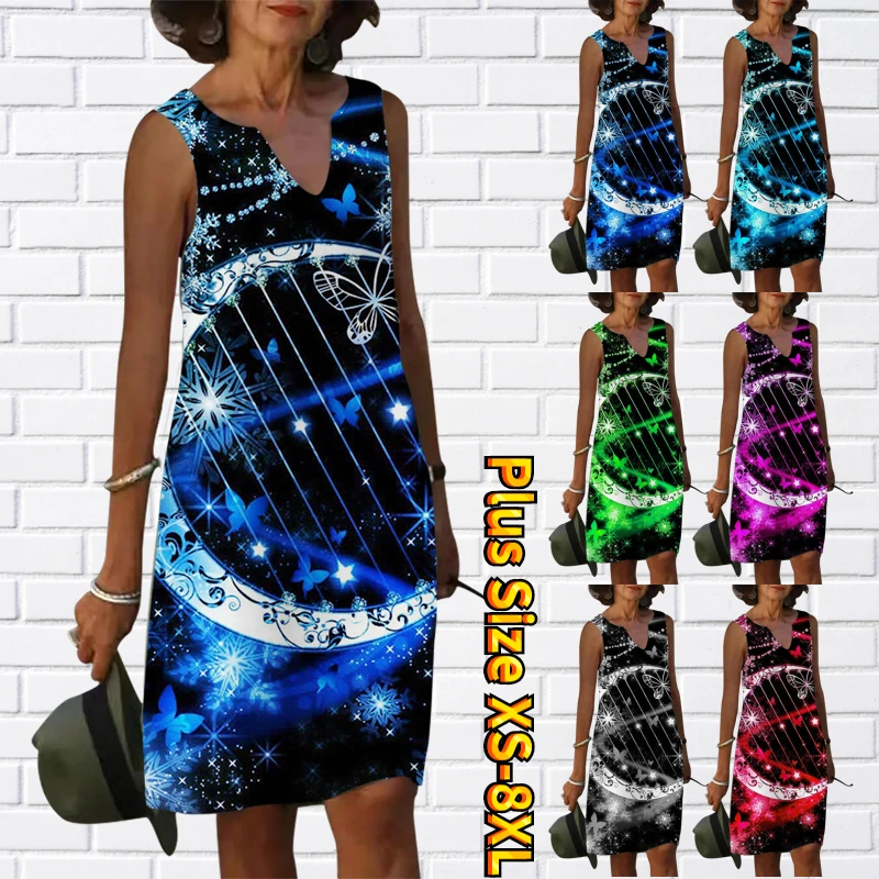 

2023 V Neck Sleeveless Stylish Design Sundresses Loose Women Causal Beach Beach Sleeveless Vintage Tank Summer Cover Up Dress