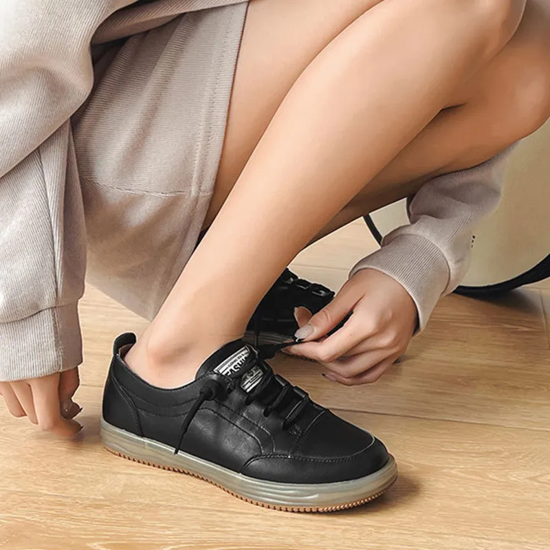 Loafers Women's Flat First Layer Cowhide 2023new Soft Soled Women's Single Shoes British Style Casual One Foot Small White Shoes