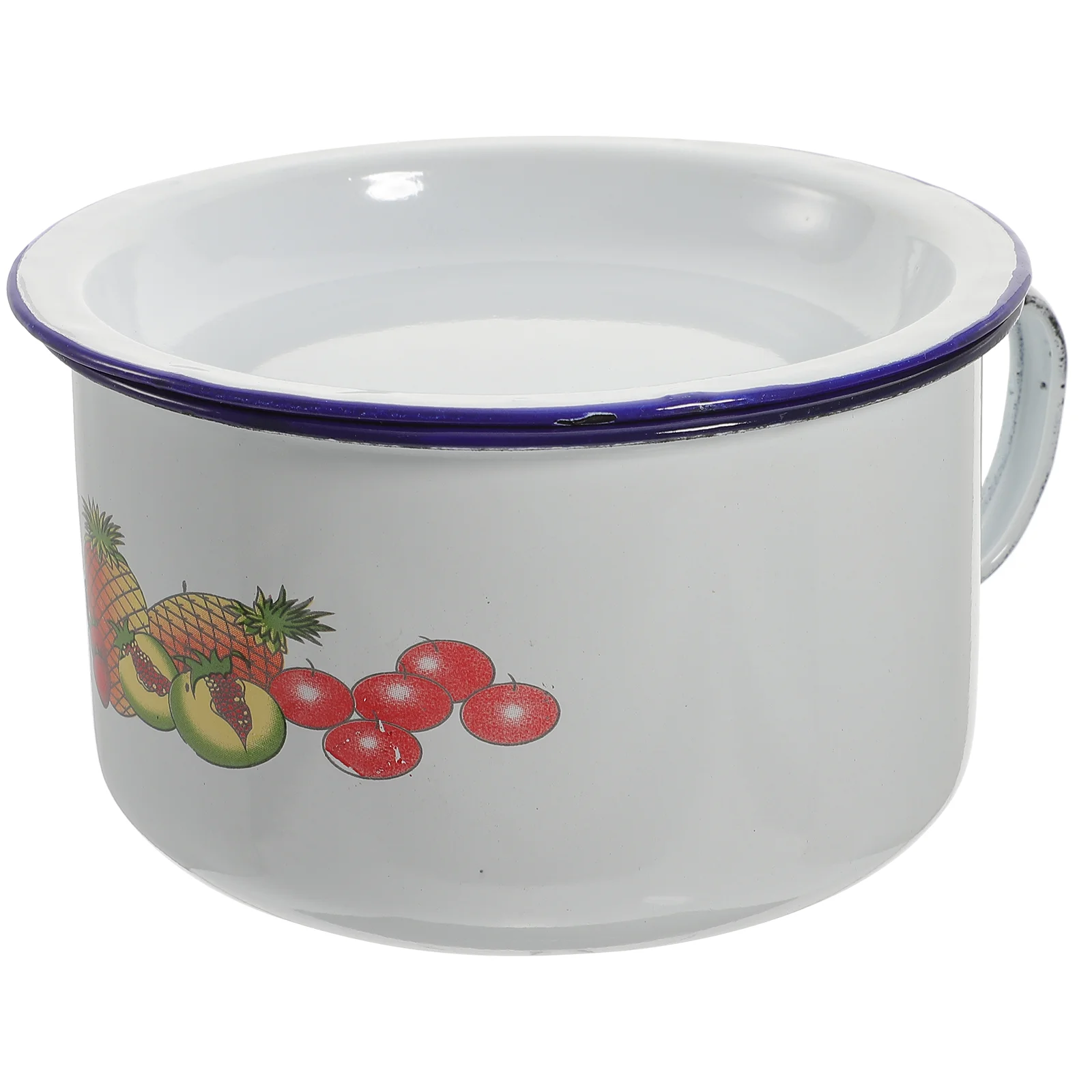 

Round Container Lid Enamel Snack Cup Lard Storage Bowl Food Ramen 17.5X14.5X10CM Household Kitchen Home Noddle
