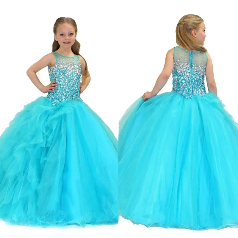 Puffy Flower Girl Dresses Off The Shoulder Princess Dress Tulle Puffy Firs Communion Dress Cute Kids Dress