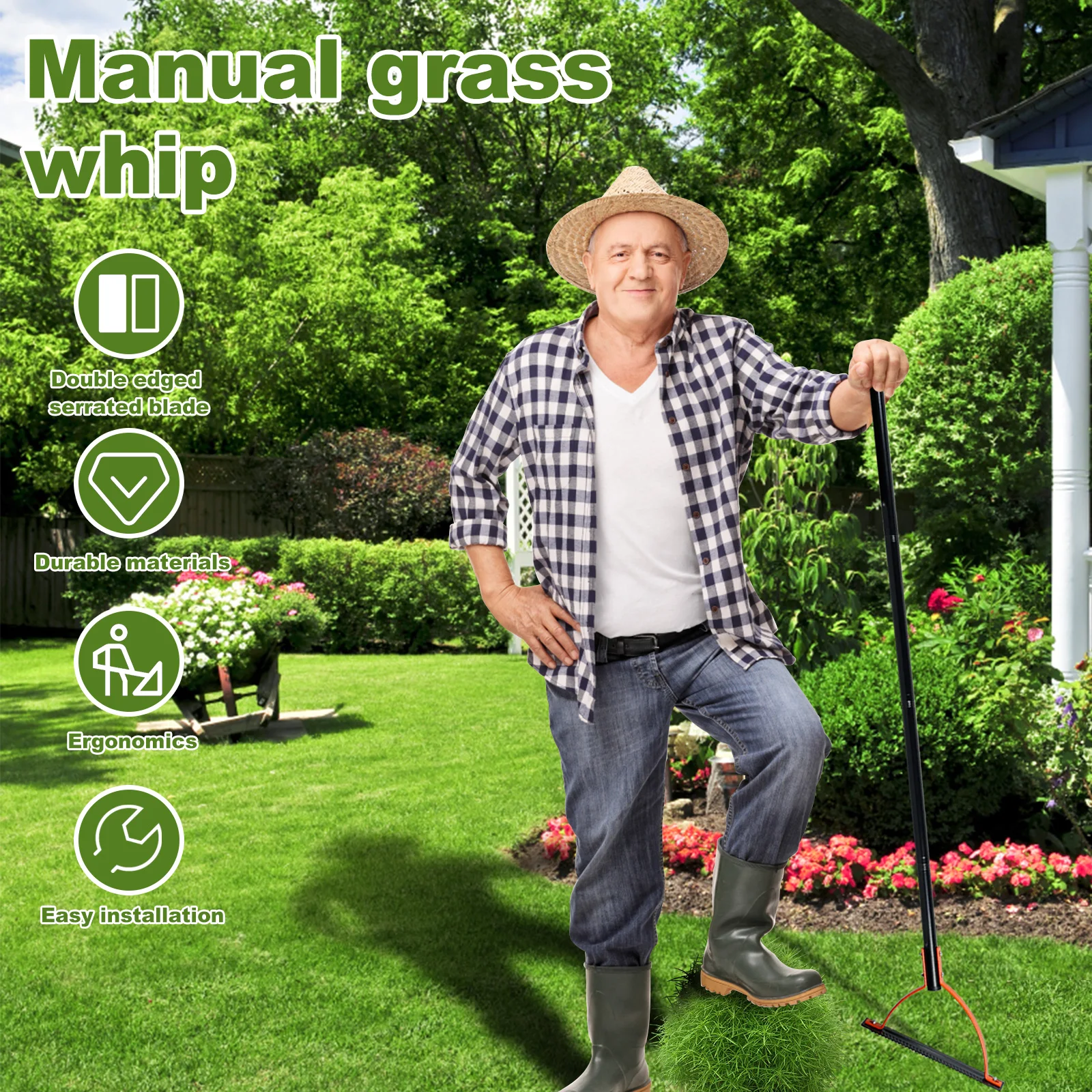 Ручной резак для сорняков с двузубыми стальными лезвиями бренд Toorise корпус из