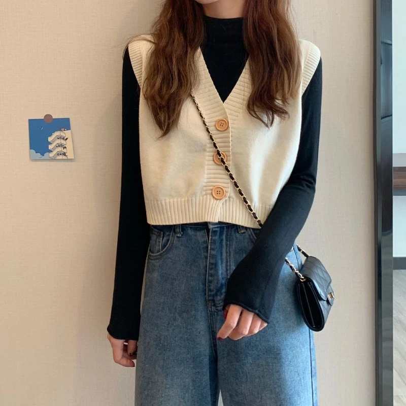 Ранняя осень 20 P2 новый японский модный многослойный свитер жилет женский верхняя