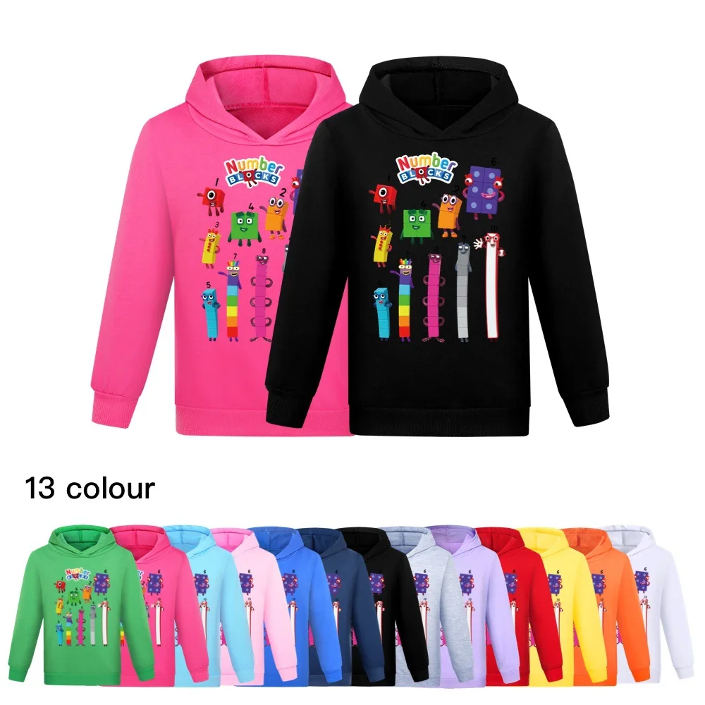 

2022 Autumn Fashion Number Blocks Hoodie Kids Knitted Sweatshirts Baby Girls Cartoon Pullover Clothes Boys Hoody Outwear