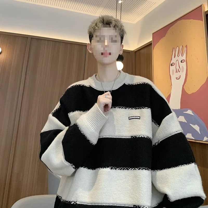 Мужской осенне-зимний новый свитер с цветными блоками свободная куртка в