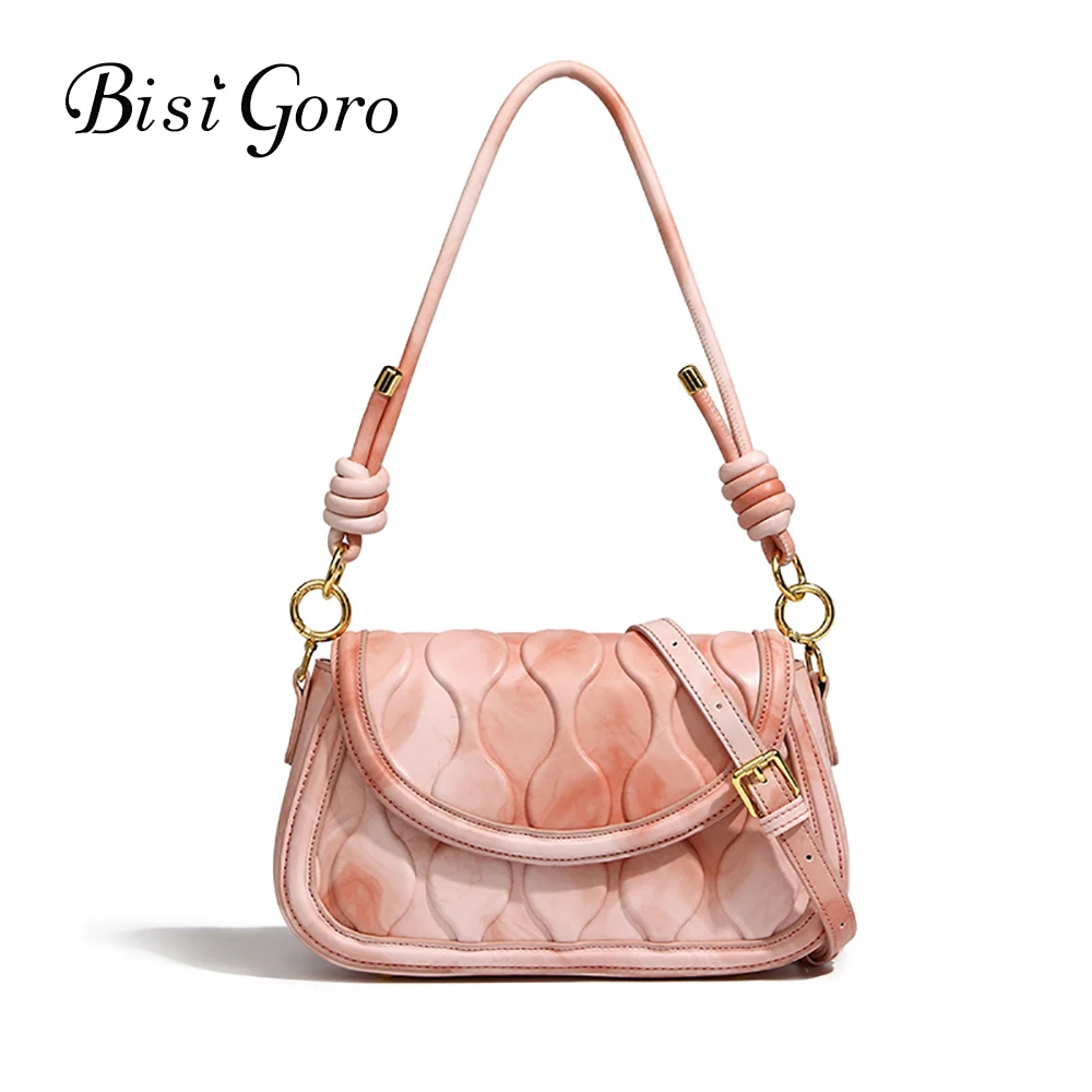 

Сумка на плечо Bisi Goro женская из мягкой кожи, модный саквояж кросс-боди, сумочка-чемоданчик, тренд 2022