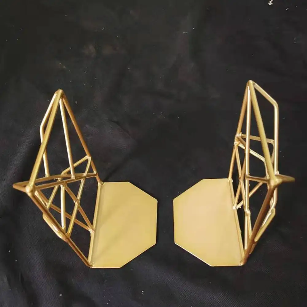 

Storage Holders Racks 1 Pair Geometric Design Bookend Desktop Book Stands Study Home Office Decoration Home Storage Organization