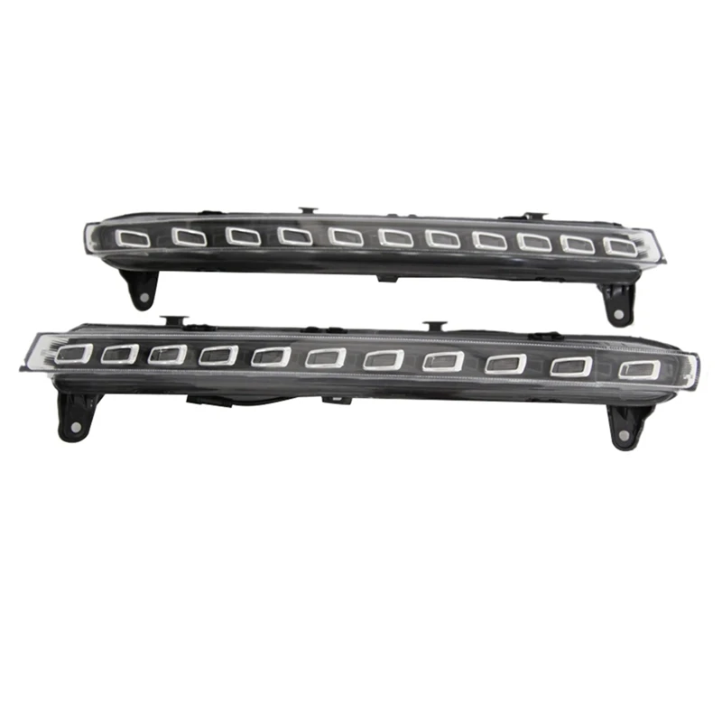 

Left / Right 12V LED DRL Daytime Running Lights Daylight for Q7 2006-2009 Fog Light with Yellow Turn Signal Lamp