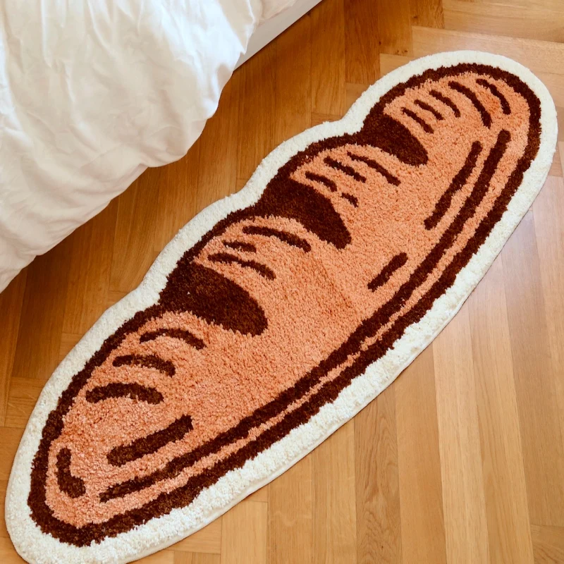 

Tufted Carpet Bread Bedside Mat Baguette Rug INS Style Cozy Room Soft Absorbent Slip-resistant Floor Mats Decor