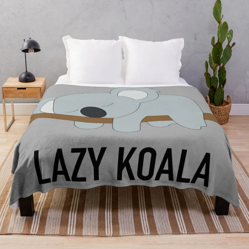 

Lazy Koala on Branch Throw Blanket Cute Blanket Plaid Sofa Blanket