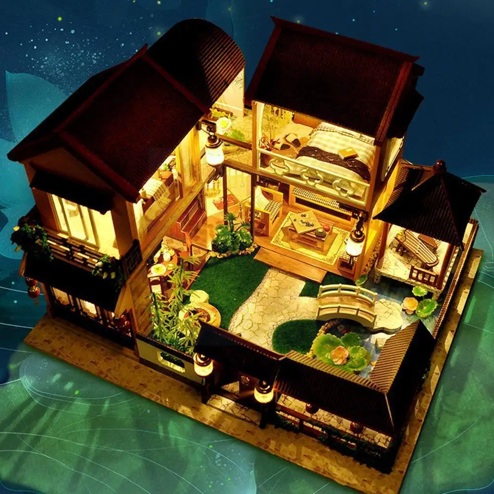 

Mini Diy House Wooden Houses Toy Miniature House Furniture Kit Toys For Children Christmas Gift The Satisfied U6z7