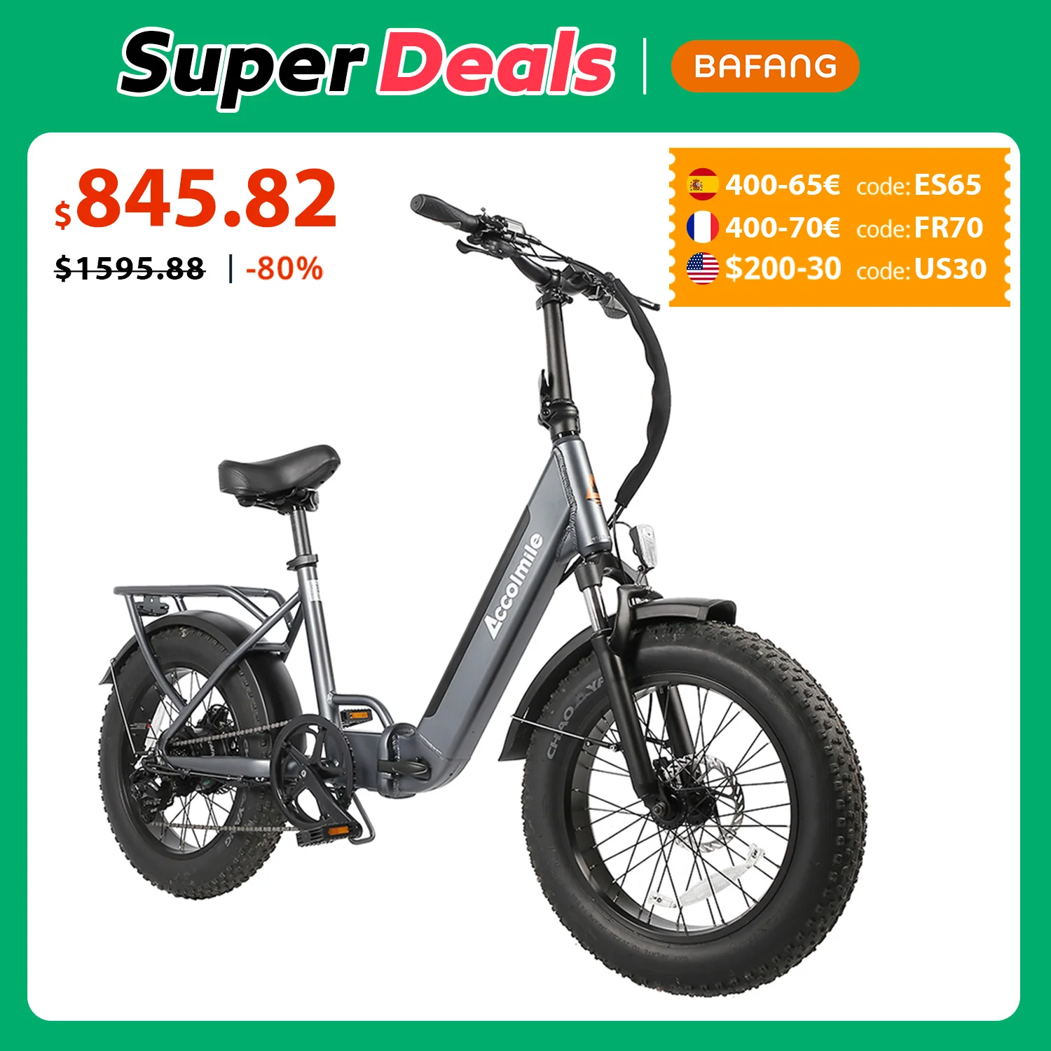 Accolmile Electric Bike Mileage 120KM Folding Bike 800W 48V 15AH Snow Bike Adult Men's Bike 4.0 Fat Tire Mountain Fast Ebike