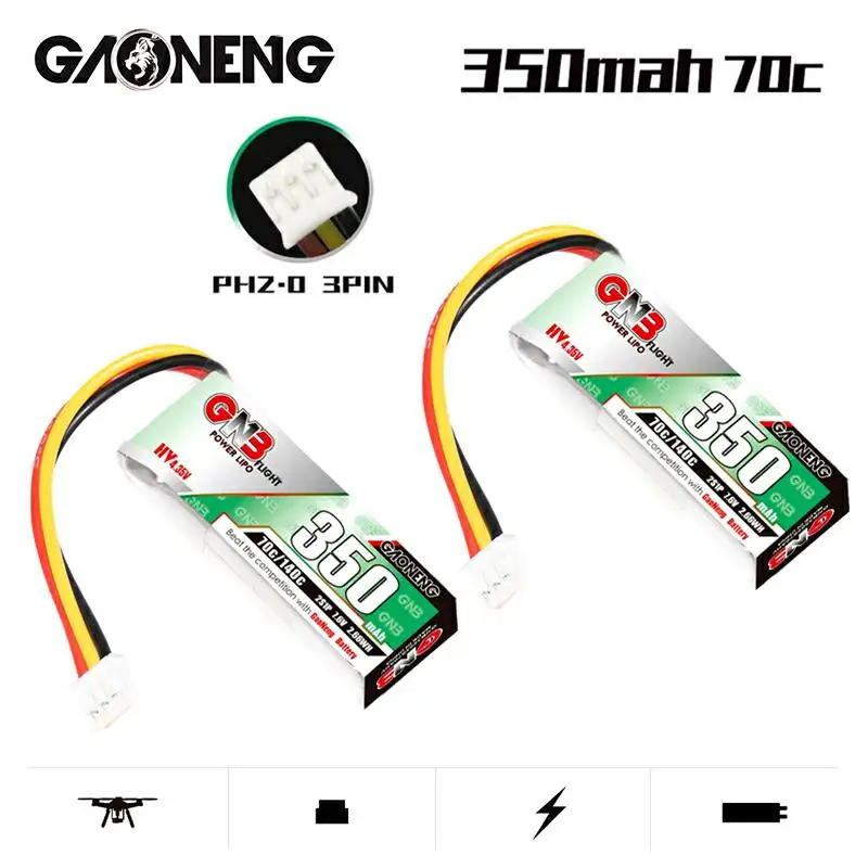 

2 шт. GAONENG 350 мАч 2S1P 7,6 В 70C/140C GNB LiHV Lipo аккумулятор со штепсельной вилкой для 1:28 RC Mini Racer Car Blade MCPX BL запчасти