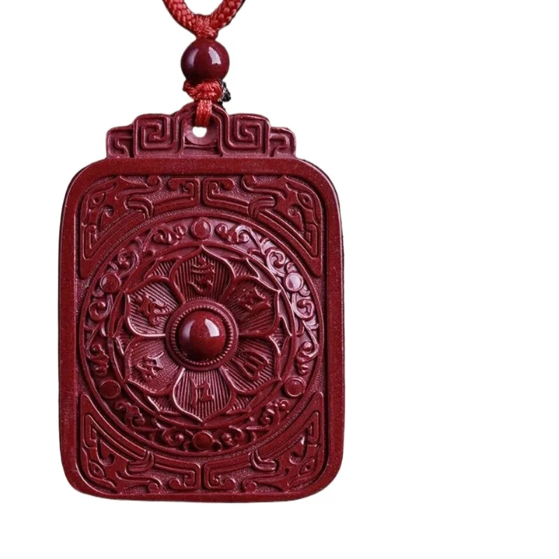 Подвеска-мантра из натуральной киновари с шестью символами мужская и женская