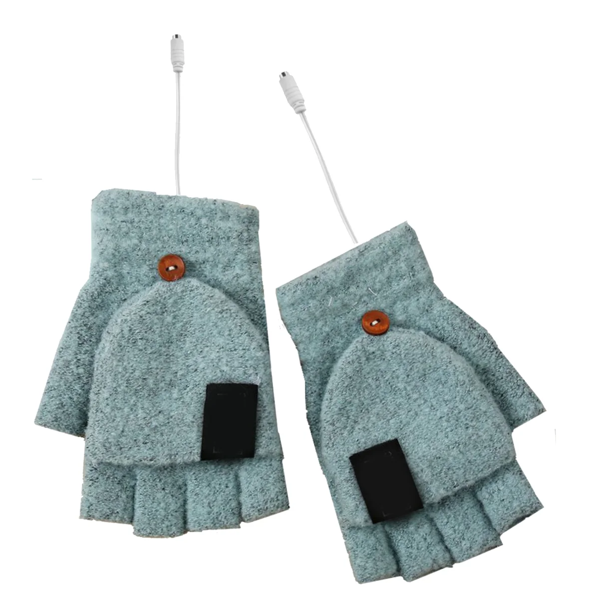 

1 Pair Winter USB Heating Half Finger Flip-top Knitted Warm