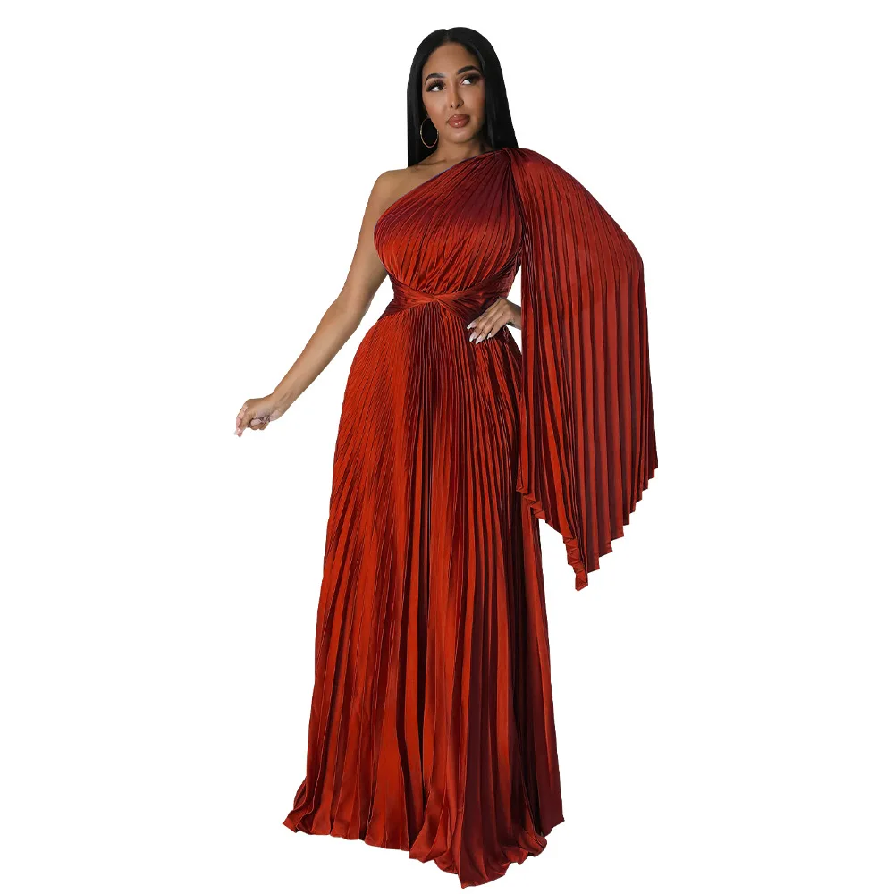 One-Shoulder Pleated Party Dress 4
