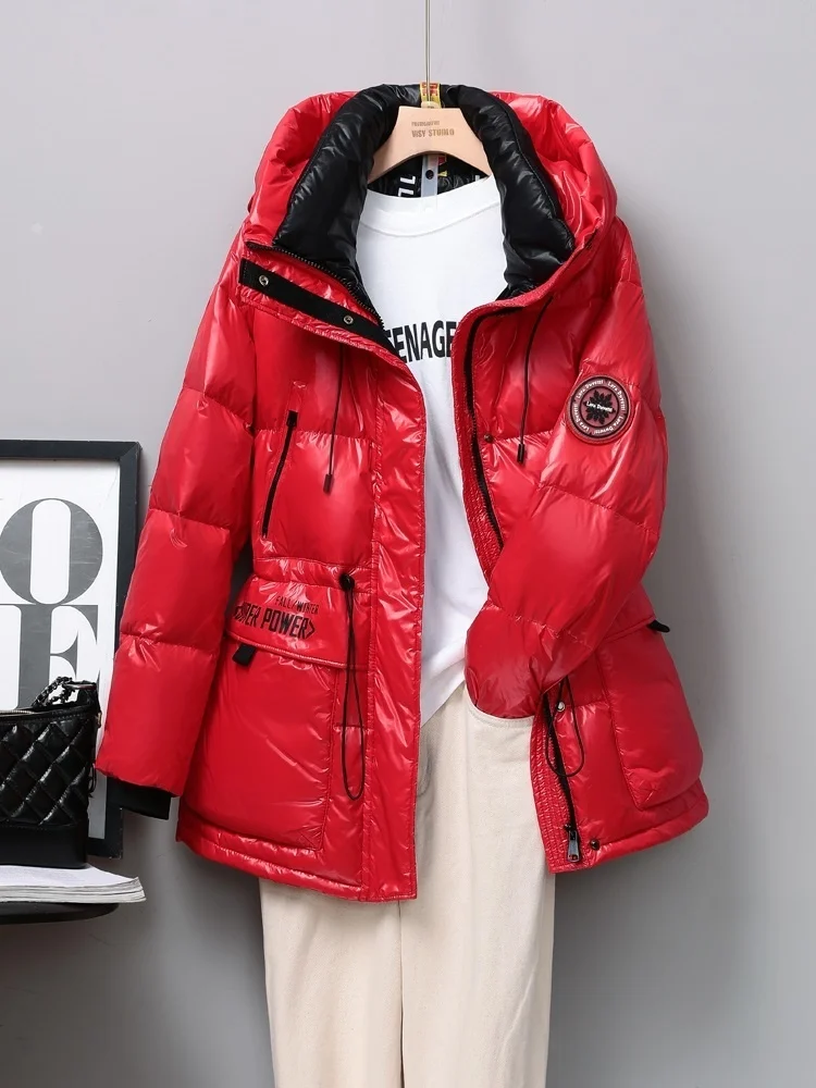 Streetwear Winter women wash-free Puffer Jacket mid-length coat thick warm Hooded down jacket outwear 2023
