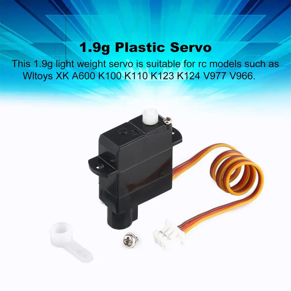 

Hot New 1.9g Plastic Servo For Wltoys XK A600 K100 K110 K123 K124 V977 V966 Helicopter RC Airplane Hobby Parts Accessories