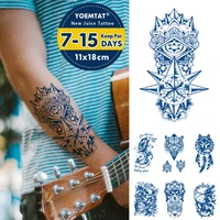 blue ink juice waterproof temporary tattoos sticker eyes hexagram tiger wolf skull flash body art lasting fake tattoo men women