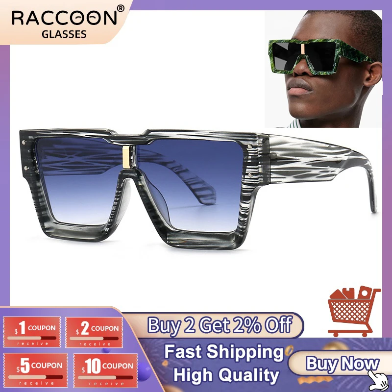

Retro Oversized Square Sunglasses Women Luxury Brand Designer Personality Stripes Fashion Mirror Men's Ins Popular Uv400 Shades