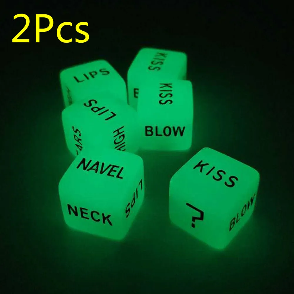 

2Pcs Glow Game Dice Couple Funny Dice Glow In Dark Board Games Adult Toys Valentines Day Gift Glow Party Supplies